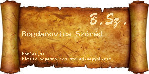 Bogdanovics Szórád névjegykártya